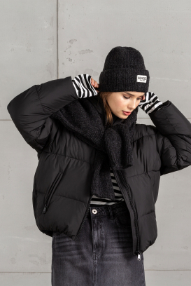 Cropped Puffer Jacket mit Kapuze