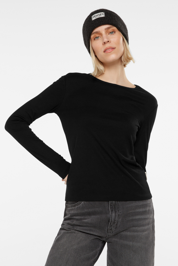 Basic Longsleeve aus Viskose-Mix black