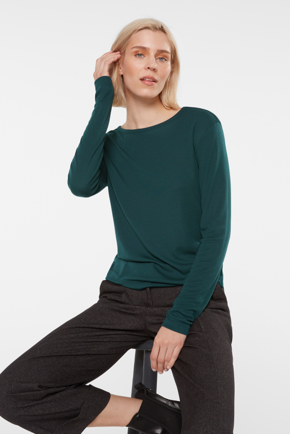 Basic Longsleeve aus Viskose-Mix deep petrol