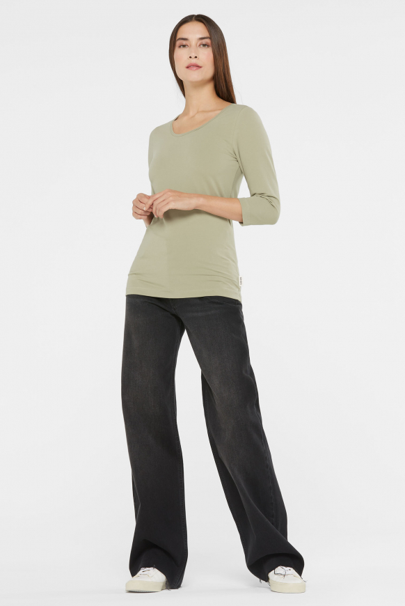 Basic Shirt mit 3/4-Arm light sage