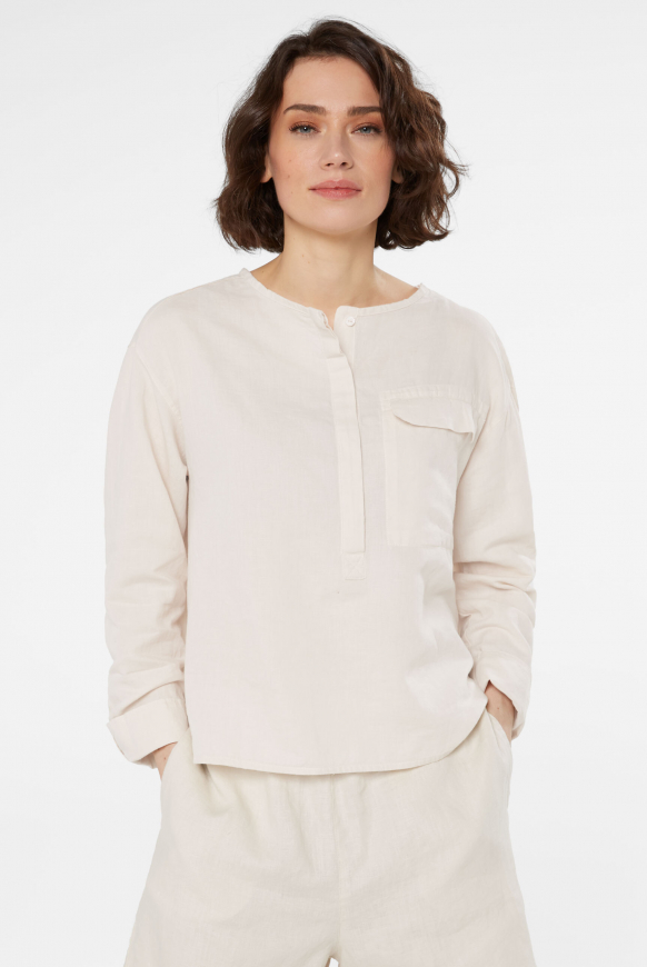 Bluse mit verdeckter Knopfleiste aus Leinen-Mix summer sand