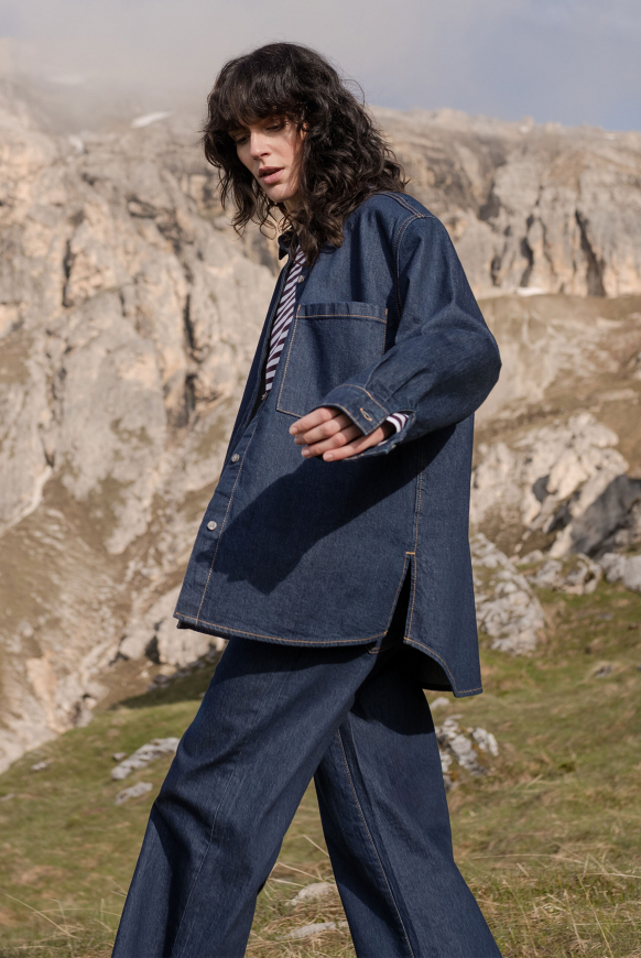 Blusenjacke im Raw Denim Look deep blue