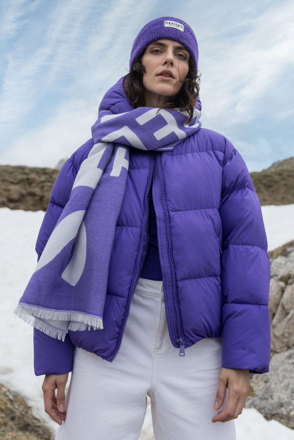 Cropped Puffer Jacket mit Kapuze purple