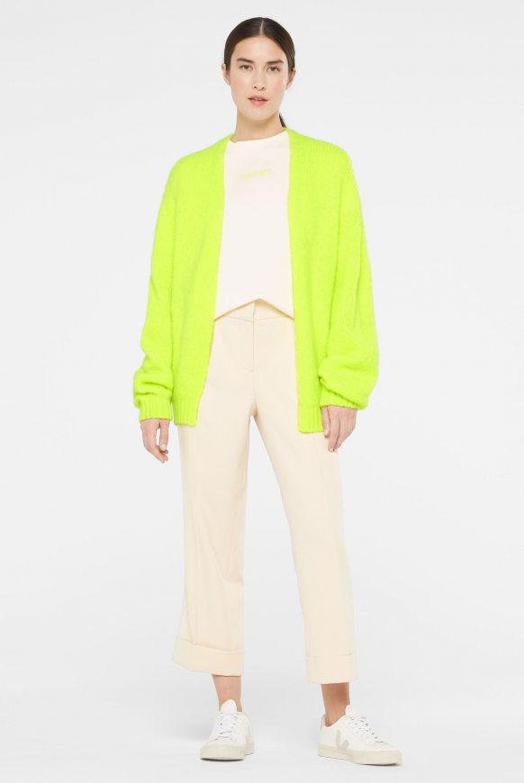 Flauschiger, offener Kurz-Cardigan new lime