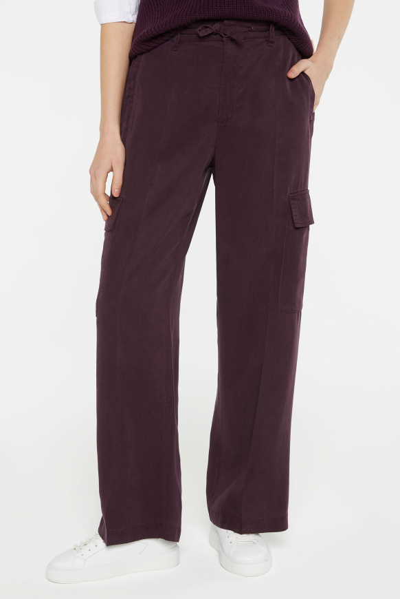 Fließende Cargohose mit weitem Bein deep plum