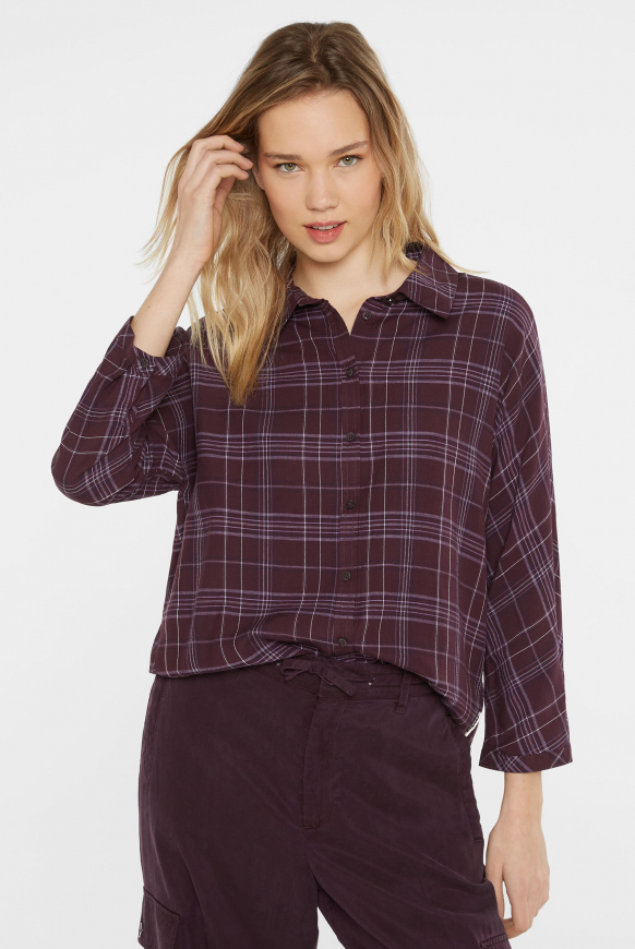 Karierte Bluse im Relaxed Fit deep plum