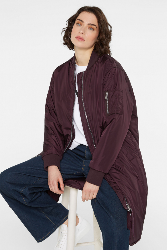 Lange Jacke im Blouson-Stil deep plum