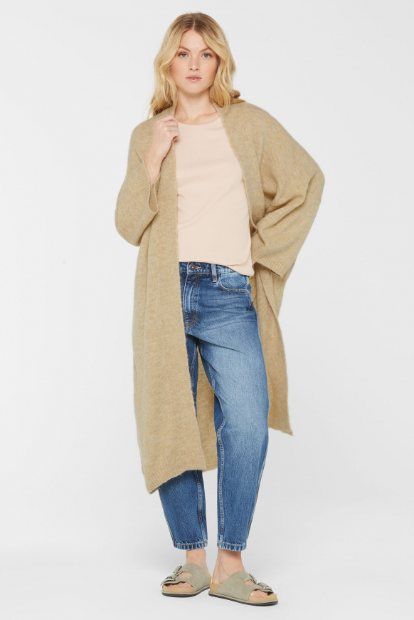 Offener Long Cardigan mit weiten Ärmeln light sage