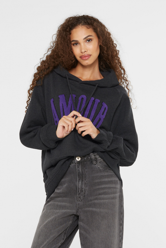 Oversized Hoodie mit Frottee-Artwork anthra mel