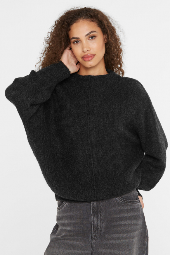 Pullover mit Fledermausärmeln black melange