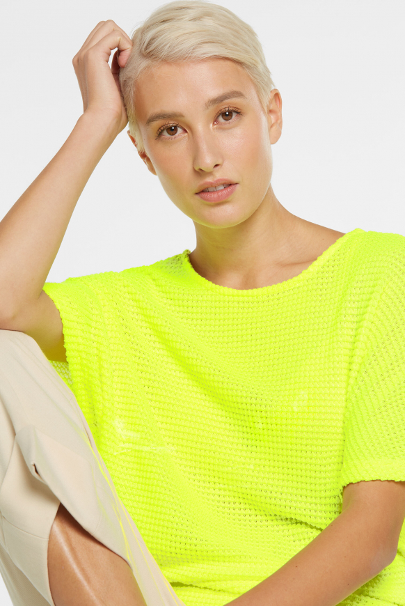 Strukturiertes Kurzarm-Shirt Loose Knit new lime