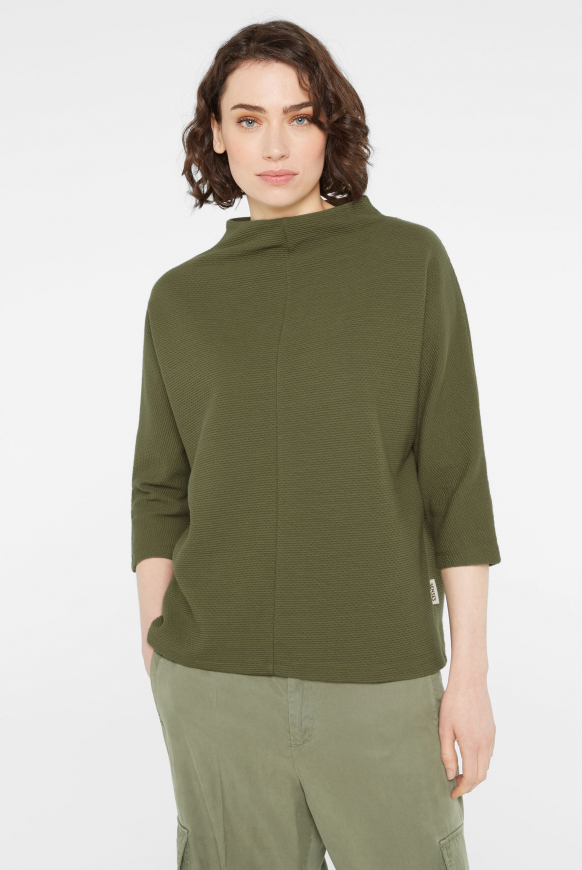 Strukturiertes Shirt mit Stehkragen natural khaki