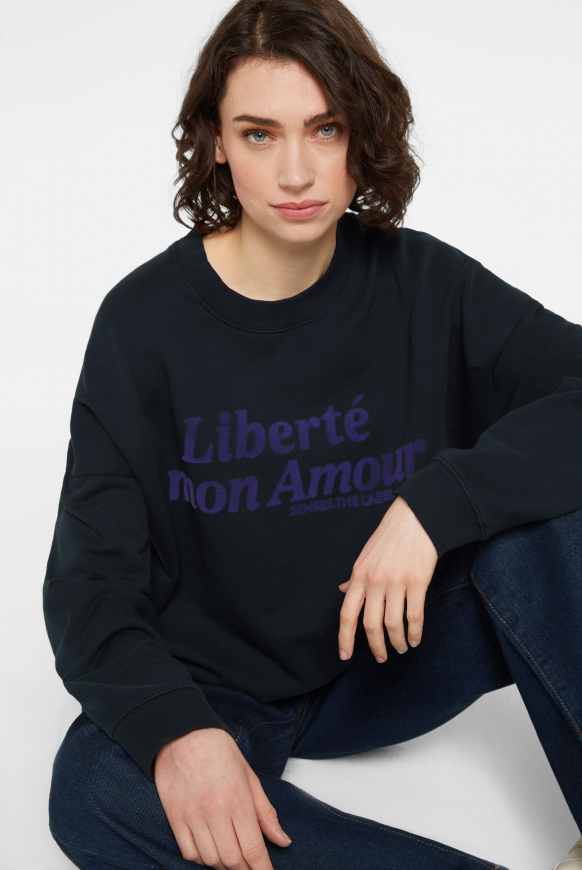 Sweatshirt Oversized mit Flockprint blue navy