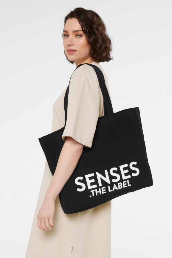 Tote Bag mit Label Print black