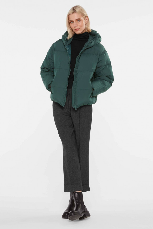 Cropped Puffer Jacket mit Kapuze deep petrol