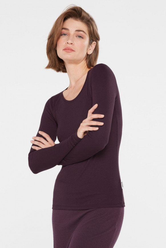 Longsleeve aus Viskosemix deep plum