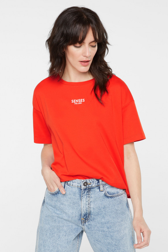 Oversized Boxy-T-Shirt mit Print lipstick red