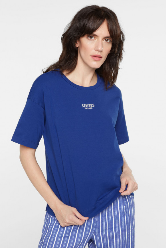 Oversized Boxy-T-Shirt mit Print intense blue