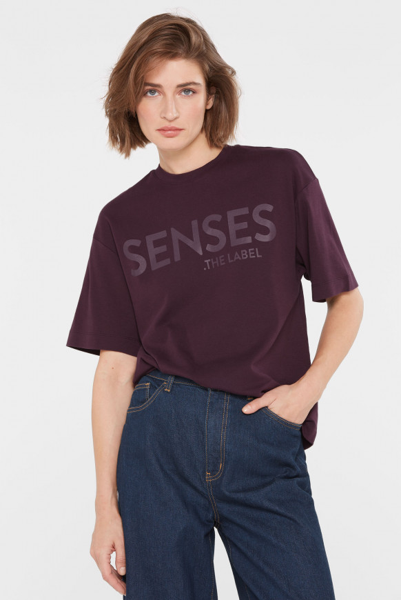 Oversized T-Shirt mit Logo-Design deep plum