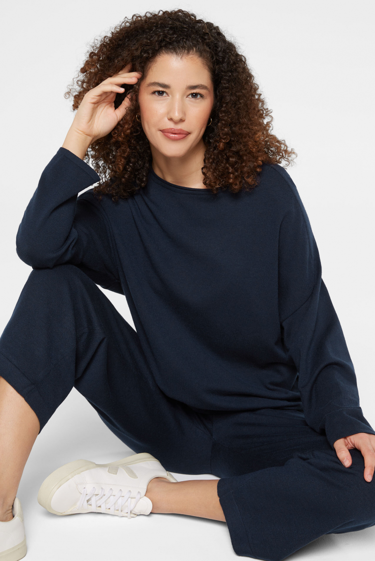 Feinstrick-Pullover mit großzügiger Ärmelweite blue navy