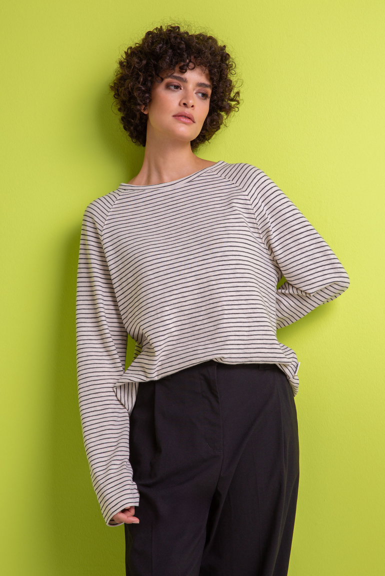 Zoom: Gestreiftes Longsleeve mit Raglanärmeln