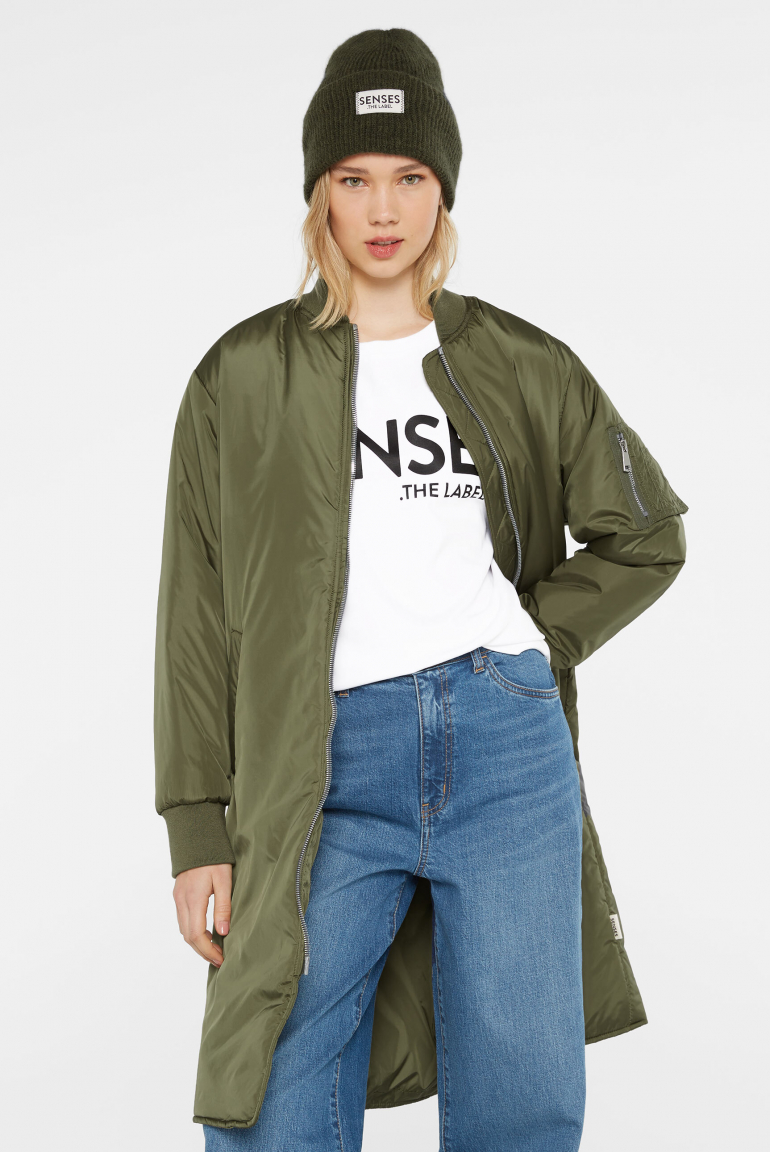 Lange Jacke im Blouson-Stil natural khaki