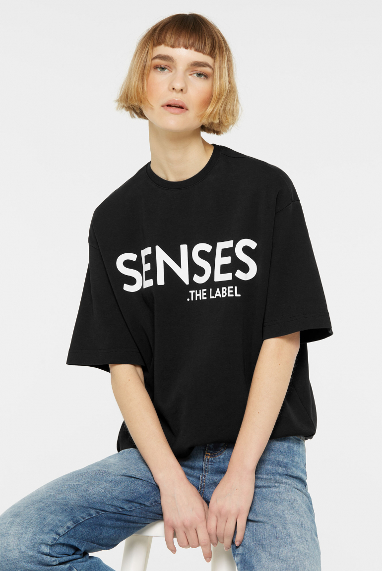 Oversized T-Shirt mit Logo-Design black