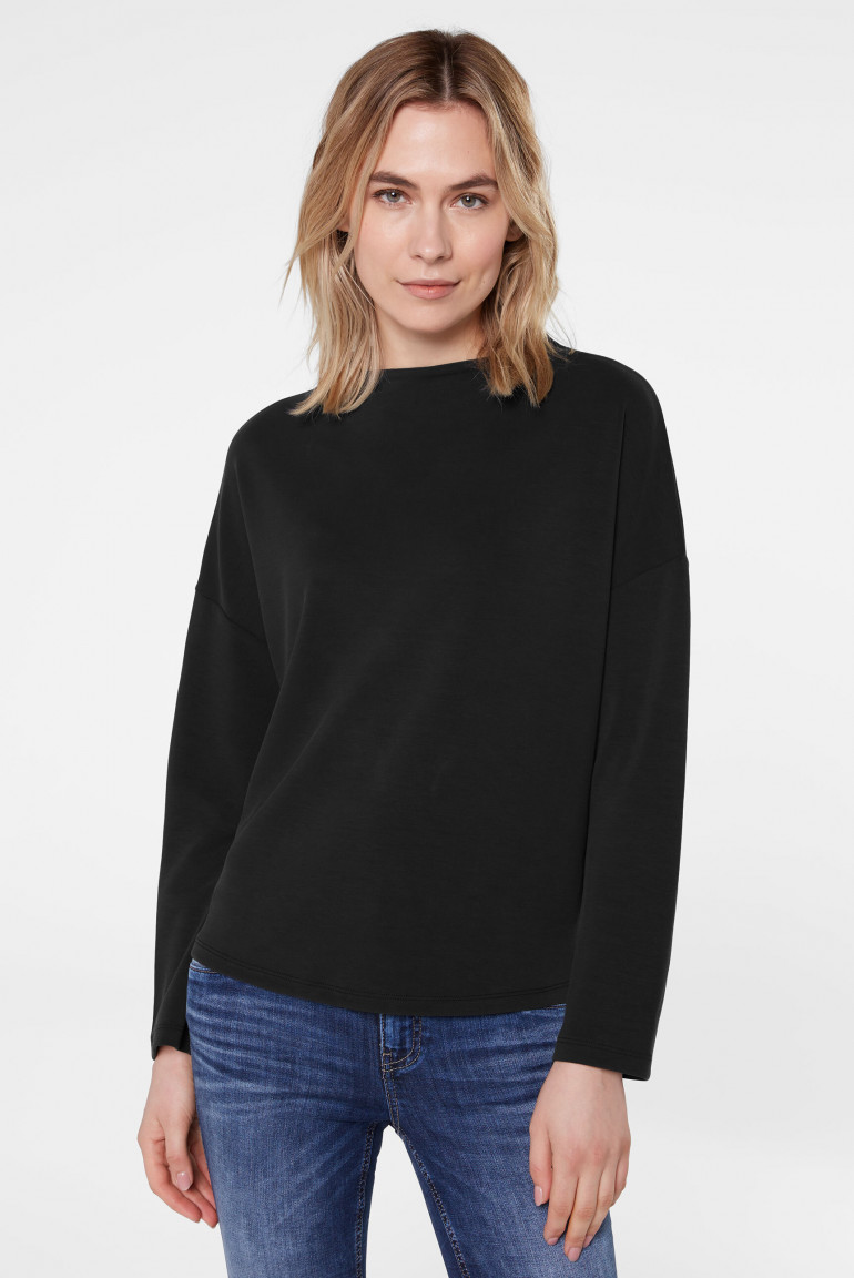 Zoom: Boxy-Sweatshirt mit Mock-Kragen