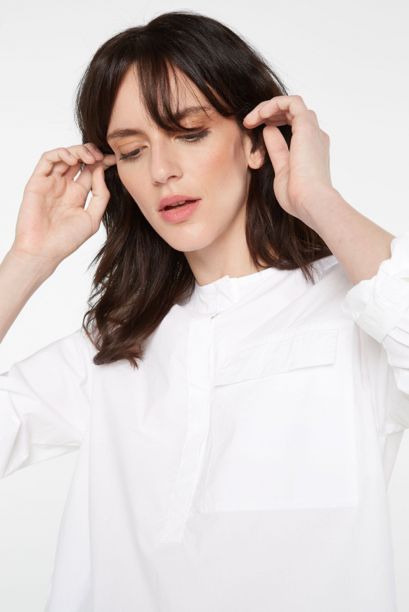 Bluse mit verdeckter Knopfleiste aus Popeline opticwhite