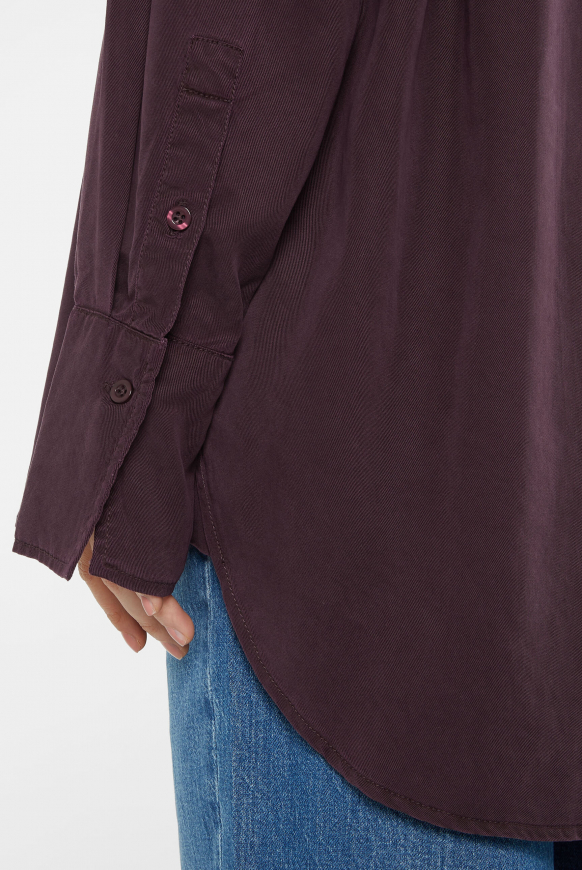 Langarmbluse mit verdeckter Knopfleiste deep plum