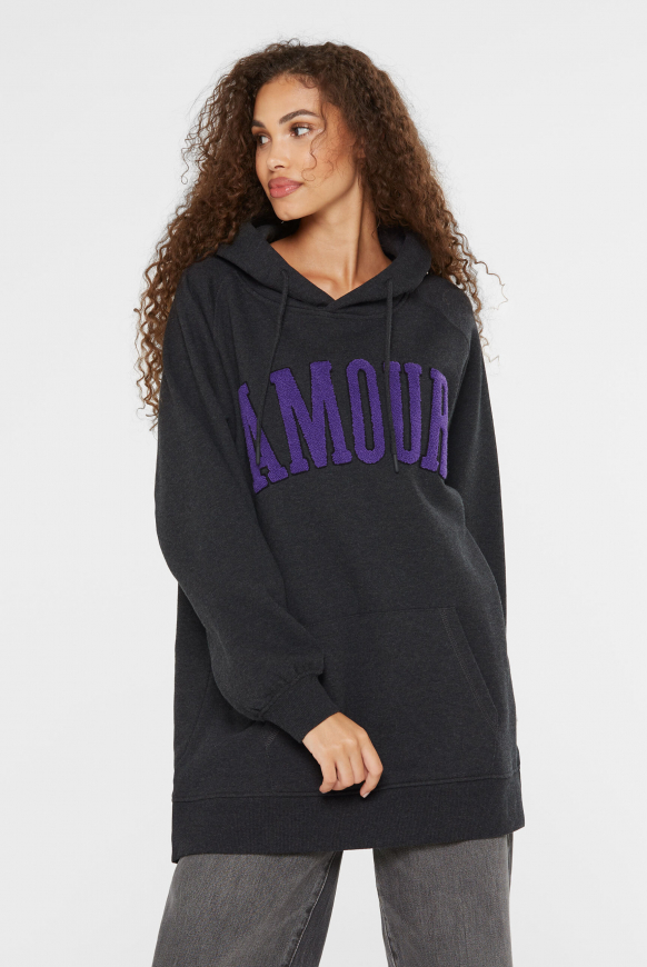 Oversized Hoodie mit Frottee-Artwork anthra mel