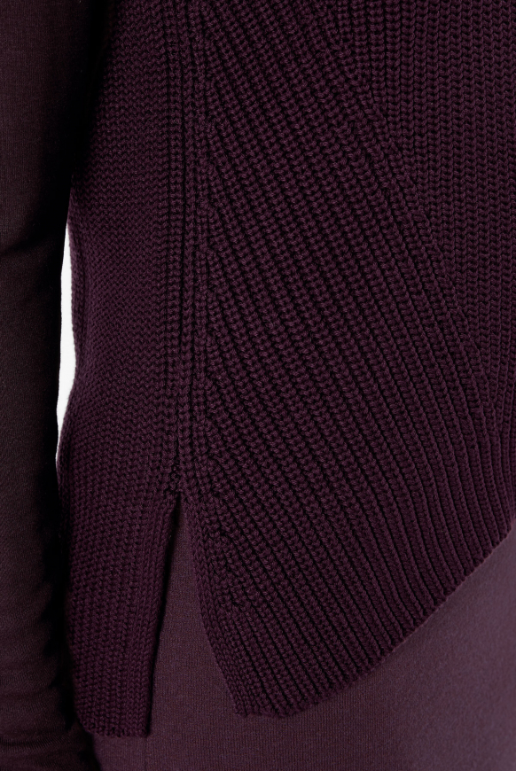 Pullunder in Rippstrick mit Stehkragen deep plum