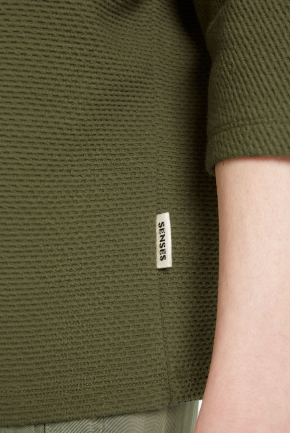 Strukturiertes Shirt mit Stehkragen natural khaki