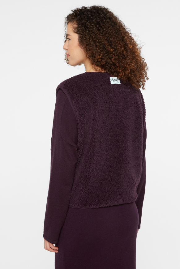 Weste im Sherpa-Look deep plum