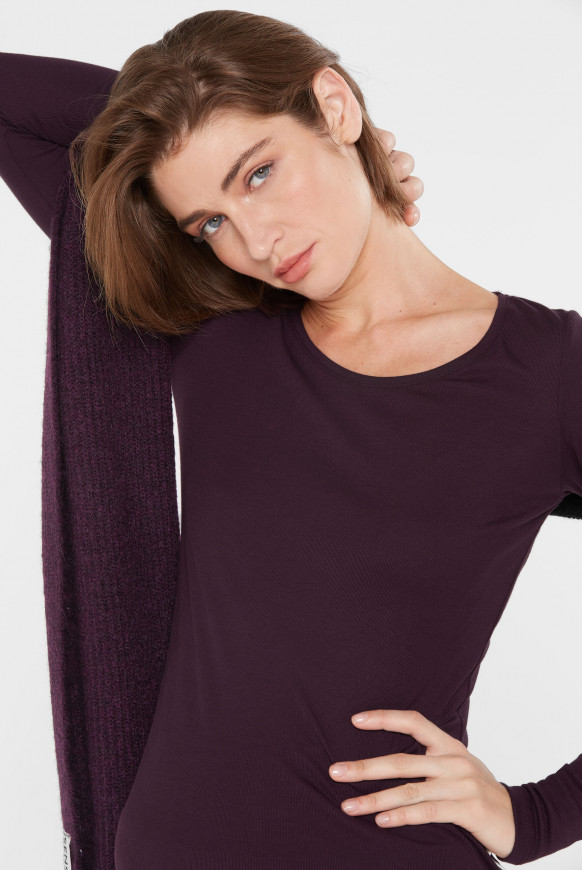 Longsleeve aus Viskosemix deep plum