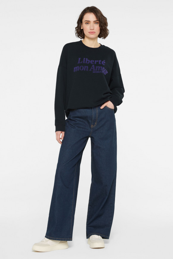 Sweatshirt Oversize mit Flockprint blue navy