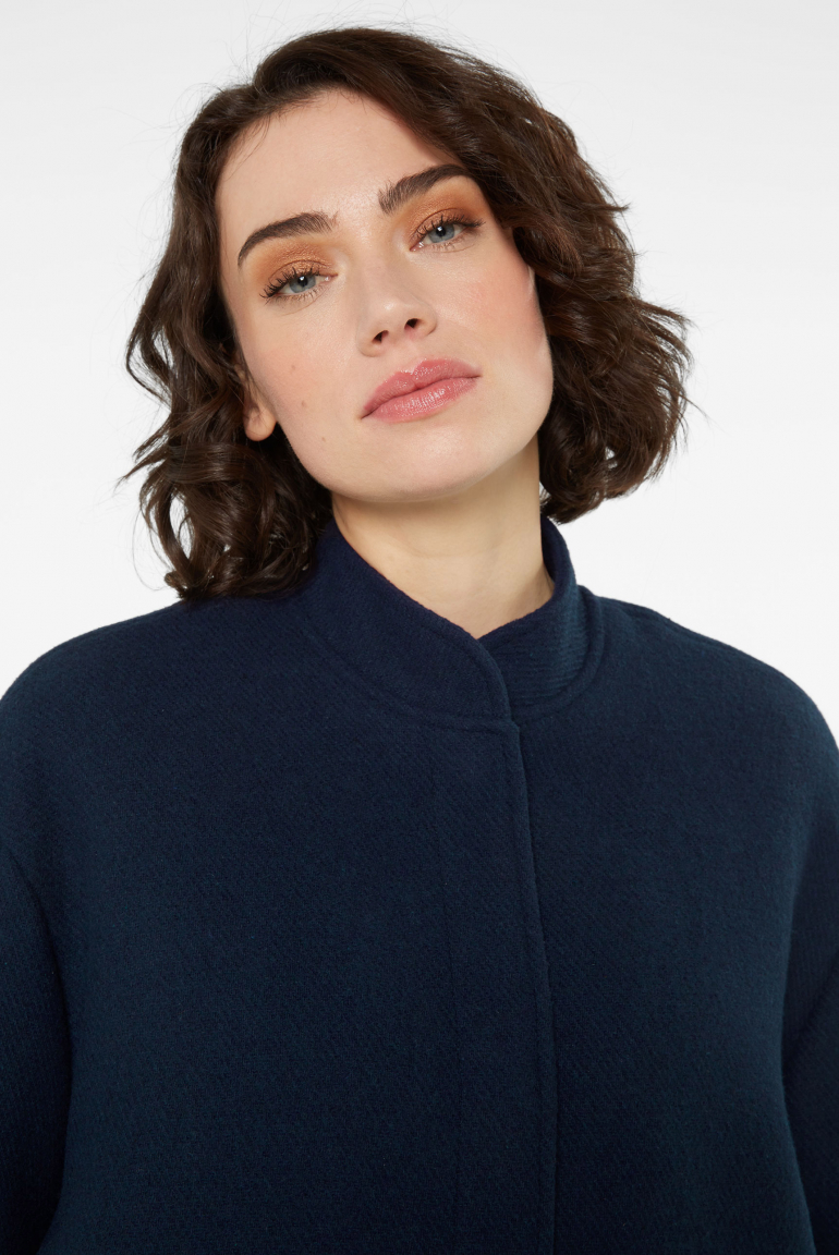 Oversized Bomberjacke in Woll-Optik blue navy