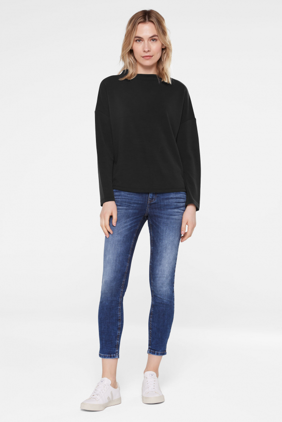 Boxy-Sweatshirt mit Mock-Kragen