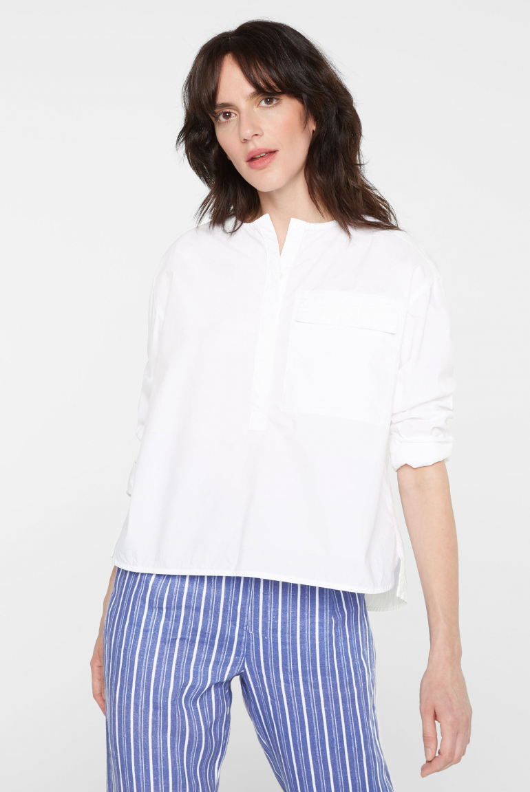 Zoom: Bluse mit verdeckter Knopfleiste aus Popeline