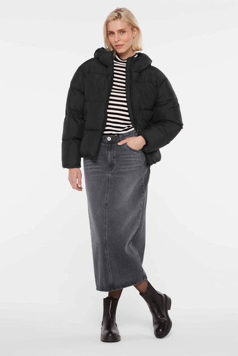 Zoom: Cropped Puffer Jacket mit Kapuze