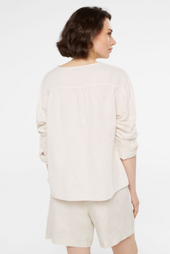 Bluse mit verdeckter Knopfleiste aus Leinen-Mix