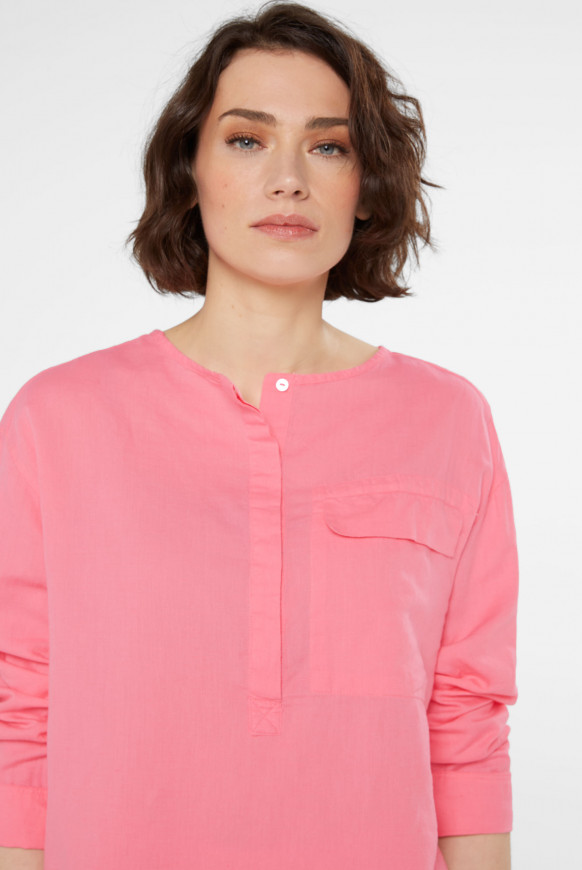 Bluse mit verdeckter Knopfleiste aus Leinen-Mix